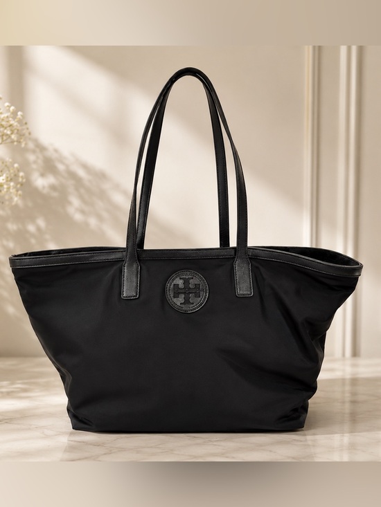 Tory Burch Handbags - Tory Burch EUC Black Nylon Logo Tote